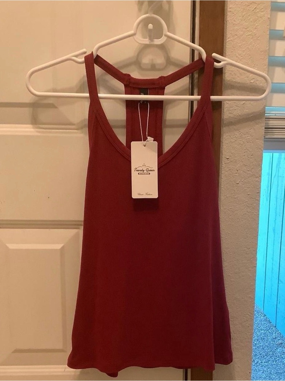 Ribbed Racerback Tank Top - Wine